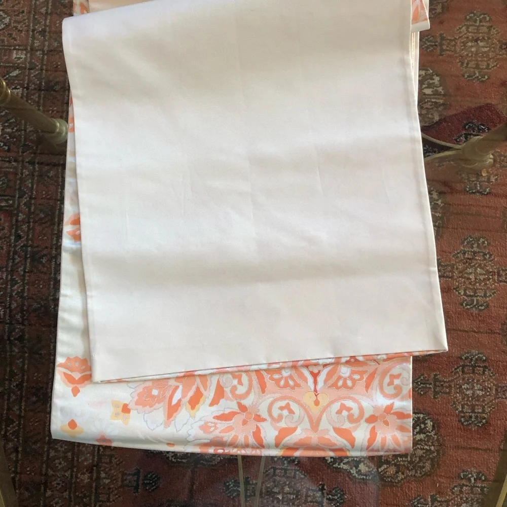 14 FOOT‎ Table Runner 12” Wide Peach Floral Satin